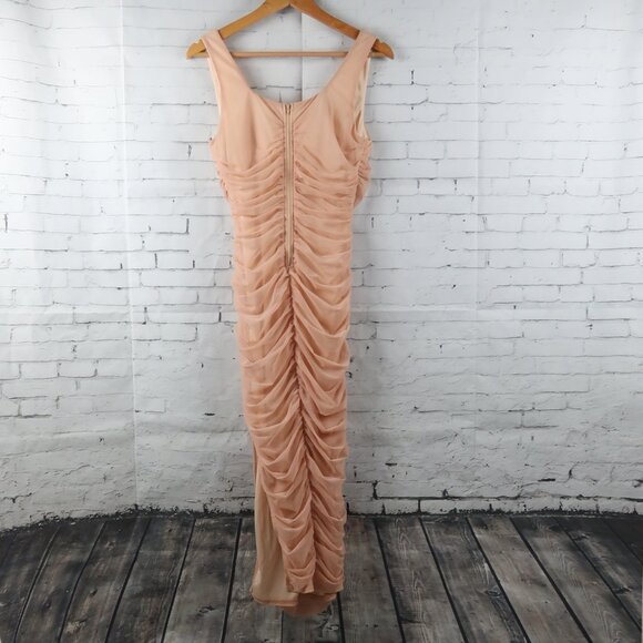 STEPS NY PEACH SLEEVELESS SQUARE NECK RUCHED MAXI DRESS SIZE LARGE - Picture 10 of 10